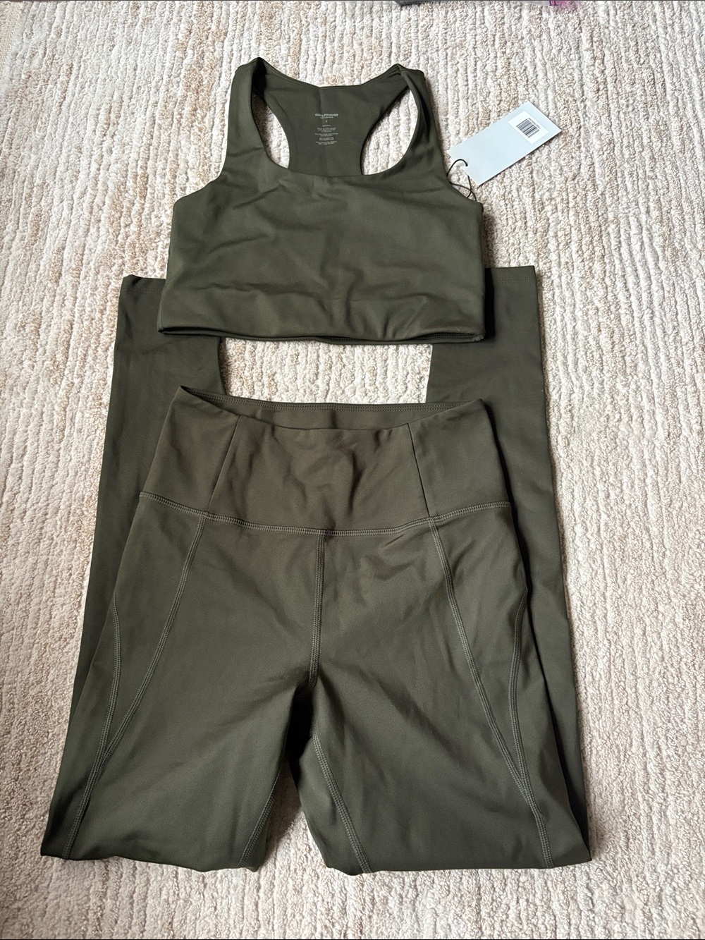 girlfriend collective Olive Green Compression Leggings & Paloma Sports Bra Set